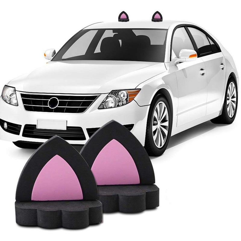 YGMONER 3D Cat Ear Car Roof Decoration - Cute EVA Foam Sticker for Auto Exterior Kitten Car Styling Decor Accessories (Black) - Image 1